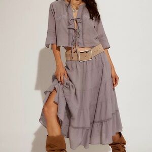 Free People Bright Side set Top & Skirt. Purple Ash Size M NWT